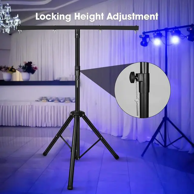 Alt view image 6 of 7 - Light Stand, DJ Light Stand for Par Lights, Protable Light Stand Tripod, Lightweight Metal DJ Light Stand with Crossbar, Stage Light Stand for Stage, Bar, Banquet, Party (39-70 In)