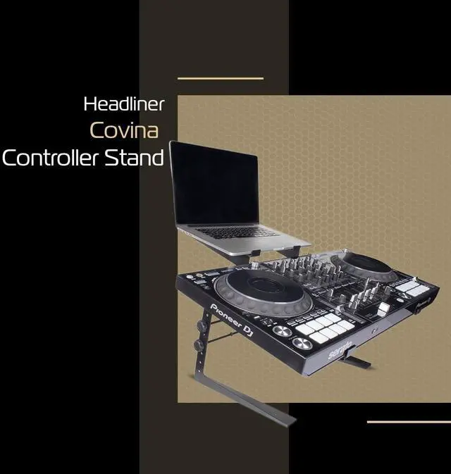 Alt view image 2 of 6 - Headliner Covina Portable Dual DJ Controller Stand; Adjustable and Durable DJ Stand for Controller and Laptop; Perfect for your DJ Rig at Home, in the Club or on the Road (HL20003)