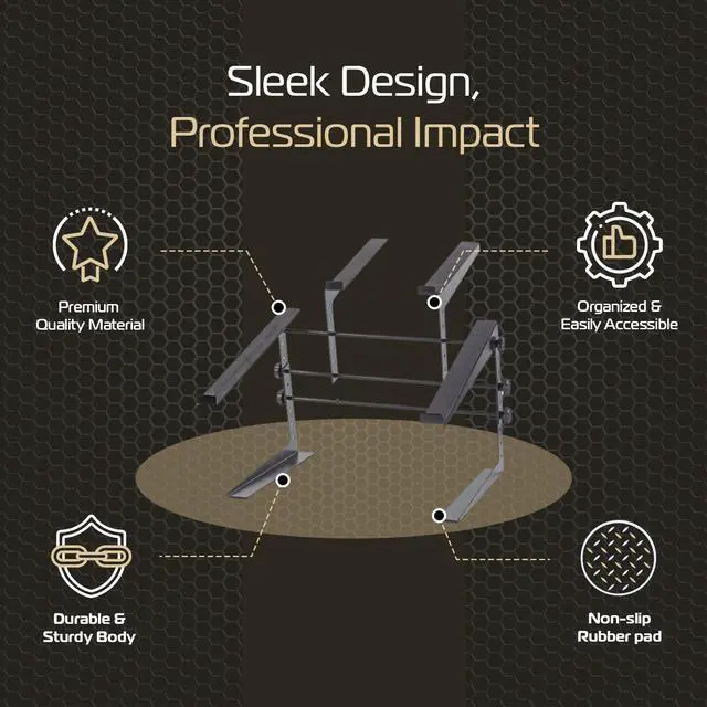 Alt view image 3 of 6 - Headliner Covina Portable Dual DJ Controller Stand; Adjustable and Durable DJ Stand for Controller and Laptop; Perfect for your DJ Rig at Home, in the Club or on the Road (HL20003)