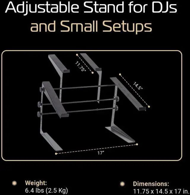 Alt view image 6 of 6 - Headliner Covina Portable Dual DJ Controller Stand; Adjustable and Durable DJ Stand for Controller and Laptop; Perfect for your DJ Rig at Home, in the Club or on the Road (HL20003)
