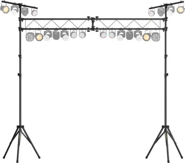 Main image of GEARit Lighting  System (x2) 12 Ft Tripod Stands With T-Bars (x2) 5 Ft Stage es, 36 Mounting Points, Up to 200 Lbs Capacity for Pro-Grade Portable for DJ Lighting, Bands, Venues and Stages