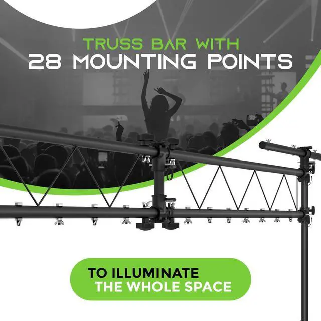 Alt view image 3 of 6 - GEARit Lighting  System (x2) 12 Ft Tripod Stands With T-Bars (x2) 5 Ft Stage es, 36 Mounting Points, Up to 200 Lbs Capacity for Pro-Grade Portable for DJ Lighting, Bands, Venues and Stages