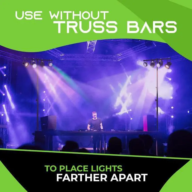 Alt view image 6 of 6 - GEARit Lighting  System (x2) 12 Ft Tripod Stands With T-Bars (x2) 5 Ft Stage es, 36 Mounting Points, Up to 200 Lbs Capacity for Pro-Grade Portable for DJ Lighting, Bands, Venues and Stages