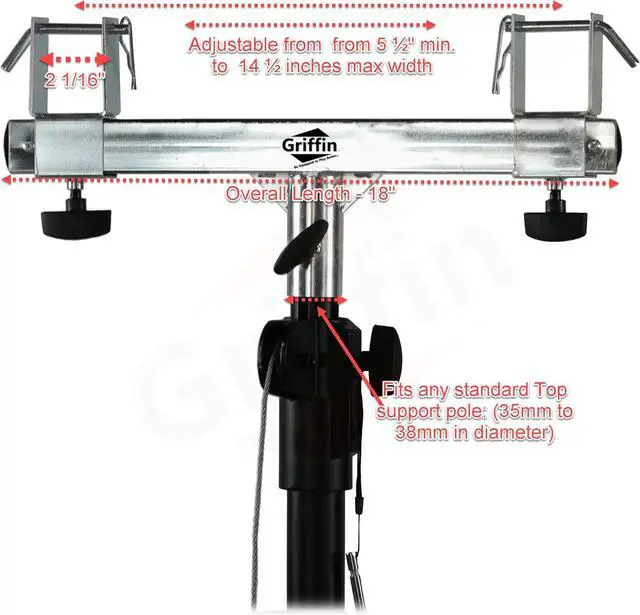 Alt view image 2 of 4 - T Bar Adapters for Lighting  Stands (2)| Triangle or Square ing Bracket Mounts for Light Cans & DJ Booth Kit | Pro-Audio Effects Stage Hardware Holder | Music Equipment Gear Platform