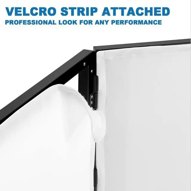 Alt view image 3 of 7 - DJ Booth Facade  67" x 19.7" x 16" Portable DJ Event Booth with Black & White Scrims, with Foldable Panels & Travel Bag, Adjustable for Custom Setup, Ideal for Weddings & Shows