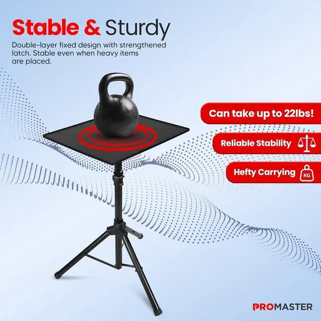 Alt view image 3 of 7 - Adjustable Tripod Projector Stand - Height Adjustable Projector Floor Stand for Outside Use, Laptop Tripod Mount, Portable Projector Stand Table, DJ Equipment Stand - Black