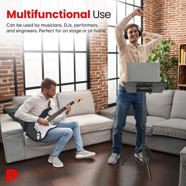 Alt view image 5 of 7 - Adjustable Tripod Projector Stand - Height Adjustable Projector Floor Stand for Outside Use, Laptop Tripod Mount, Portable Projector Stand Table, DJ Equipment Stand - Black
