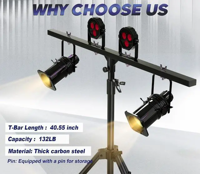 Alt view image 2 of 7 - DJ Light Stand,Heavy-Duty DJ Stand Tripod Adjustable 35-71 Inch DJ Lighting T-Bar Stage Light Stand for Bar Party DJ Lights