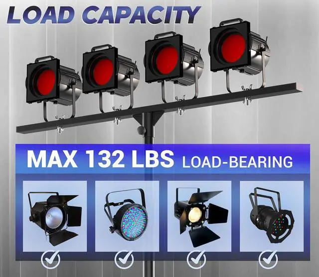 Alt view image 5 of 7 - DJ Light Stand,Heavy-Duty DJ Stand Tripod Adjustable 35-71 Inch DJ Lighting T-Bar Stage Light Stand for Bar Party DJ Lights