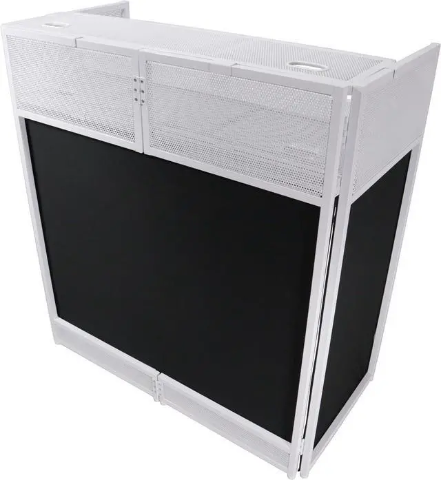 Alt view image 4 of 7 - ProX XF-VISTAWHMK2 Vista DJ Booth Table Work Station with White Black Scrims and Carrying Bag White Frame