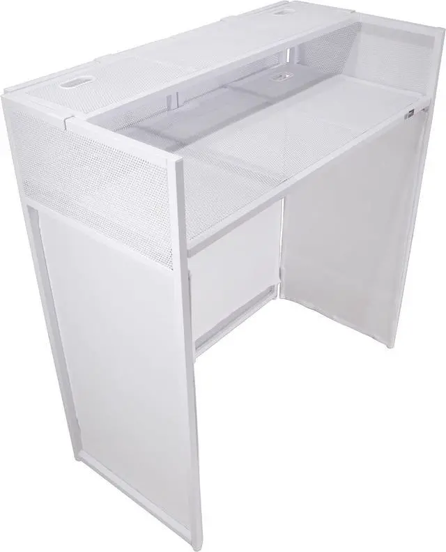 Alt view image 5 of 7 - ProX XF-VISTAWHMK2 Vista DJ Booth Table Work Station with White Black Scrims and Carrying Bag White Frame