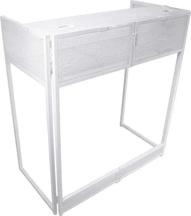 Alt view image 7 of 7 - ProX XF-VISTAWHMK2 Vista DJ Booth Table Work Station with White Black Scrims and Carrying Bag White Frame