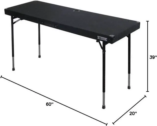 Alt view image 2 of 6 - CTBC2060 Carpeted Folding Dj Table with Adjustable Leg System