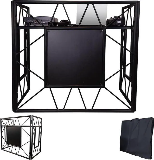 Main image of DJ Booth Stand | DJ Booth Table | Portable DJ Booth for The Ultimate Party | Foldable DJ Stand | Optimal Tablespace for All Your DJ Equipment | DJ Stand with Black Table