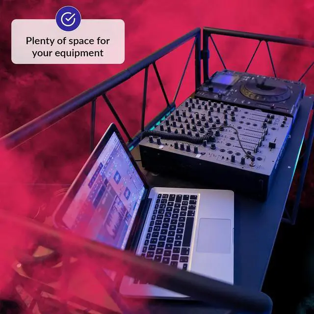 Alt view image 3 of 7 - DJ Booth Stand | DJ Booth Table | Portable DJ Booth for The Ultimate Party | Foldable DJ Stand | Optimal Tablespace for All Your DJ Equipment | DJ Stand with Black Table