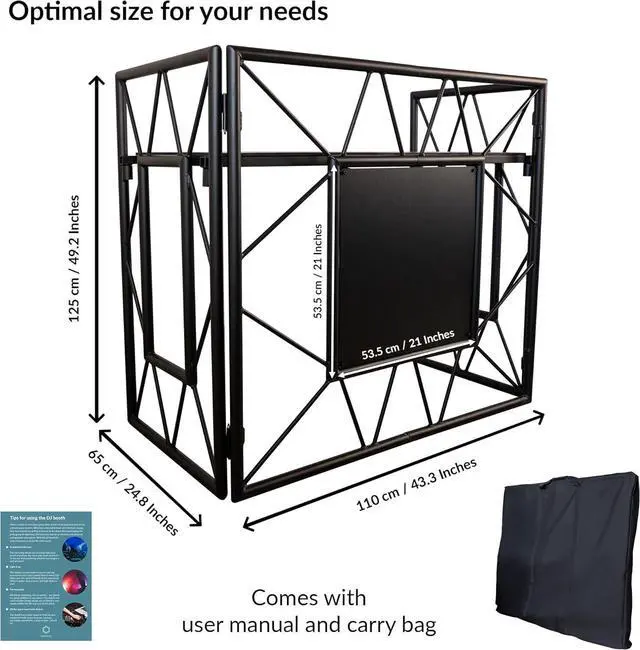 Alt view image 4 of 7 - DJ Booth Stand | DJ Booth Table | Portable DJ Booth for The Ultimate Party | Foldable DJ Stand | Optimal Tablespace for All Your DJ Equipment | DJ Stand with Black Table