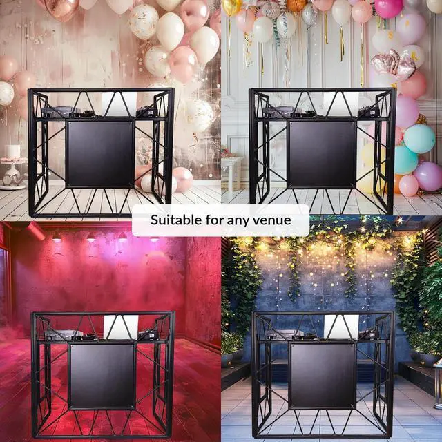 Alt view image 7 of 7 - DJ Booth Stand | DJ Booth Table | Portable DJ Booth for The Ultimate Party | Foldable DJ Stand | Optimal Tablespace for All Your DJ Equipment | DJ Stand with Black Table