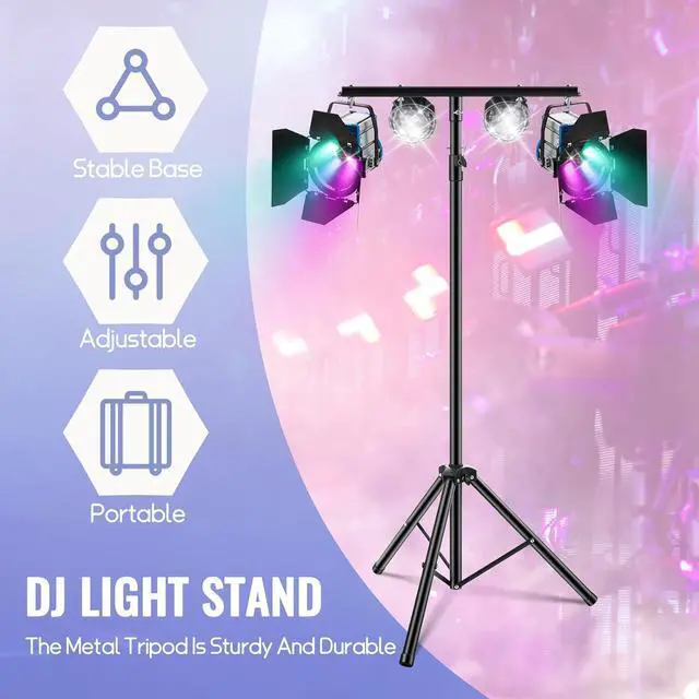 Alt view image 3 of 6 - 2 Pcs DJ Light Stand Adjustable 35-63 Inch Par Can Tripod T-Bar Stage Light Stand Portable Lighting Rack for Stage Bar Banquet Party