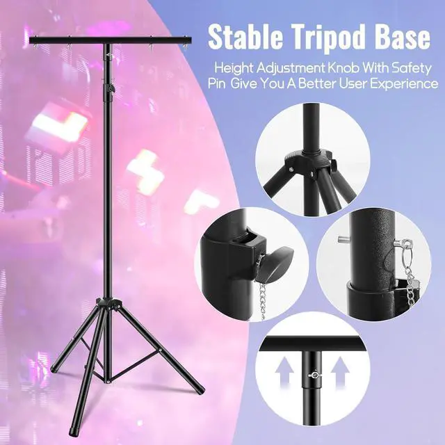 Alt view image 4 of 6 - 2 Pcs DJ Light Stand Adjustable 35-63 Inch Par Can Tripod T-Bar Stage Light Stand Portable Lighting Rack for Stage Bar Banquet Party