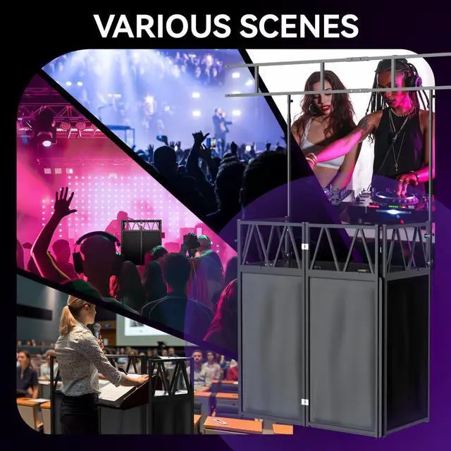 Alt view image 7 of 7 - DJ Table Stand Portable booth, Foldable DJ Stand Booth, Adjustable DJ Facade Booth, Easy to Assemble, Stylish, Convenient to Store and Transpor ( 40x25x45)