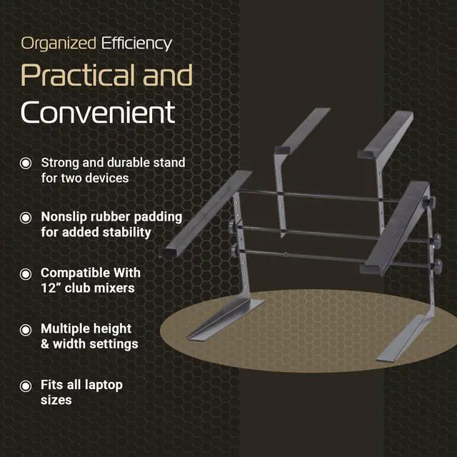 Alt view image 5 of 6 - Headliner Covina Portable Dual DJ Controller Stand; Adjustable and Durable DJ Stand for Controller and Laptop; Perfect for your DJ Rig at Home, in the Club or on the Road (HL20003)