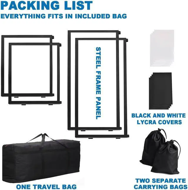 Alt view image 4 of 7 - DJ Booth Facade  67" x 19.7" x 16" Portable DJ Event Booth with Black & White Scrims, with Foldable Panels & Travel Bag, Adjustable for Custom Setup, Ideal for Weddings & Shows