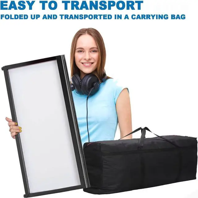 Alt view image 6 of 7 - DJ Booth Facade  67" x 19.7" x 16" Portable DJ Event Booth with Black & White Scrims, with Foldable Panels & Travel Bag, Adjustable for Custom Setup, Ideal for Weddings & Shows