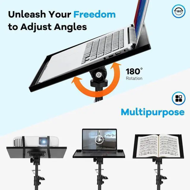 Alt view image 7 of 7 - Projector Tripod Stand with Casters: Projector Stand 28-54in Height Adjustable Multifunctional Universal Laptop Stand DJ Rack Stand with Adjustable Height for Meeting Room DJ Equipment