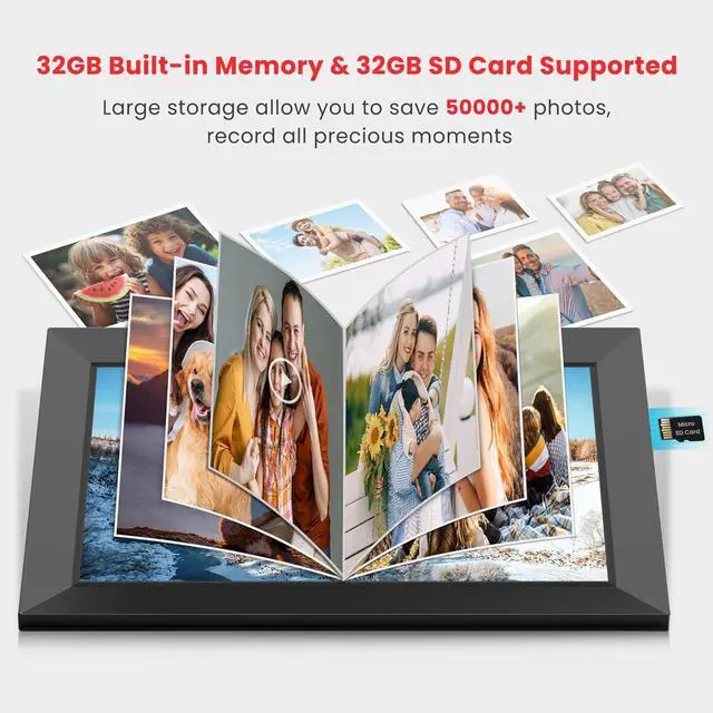 Alt view image 3 of 7 - 10.1 Inch Digital Picture Frame, Smart Wifi Electronic Photo Frame with HD IPS Touch Screen Slideshow Display 32GB Memory Auto-Rotate Wall Mount, Share Photos/Videos from Phone by  App