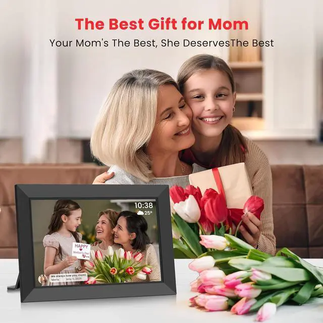 Alt view image 6 of 7 - 10.1 Inch Digital Picture Frame, Smart Wifi Electronic Photo Frame with HD IPS Touch Screen Slideshow Display 32GB Memory Auto-Rotate Wall Mount, Share Photos/Videos from Phone by  App