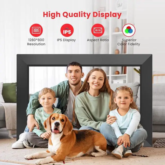 Alt view image 7 of 7 - 10.1 Inch Digital Picture Frame, Smart Wifi Electronic Photo Frame with HD IPS Touch Screen Slideshow Display 32GB Memory Auto-Rotate Wall Mount, Share Photos/Videos from Phone by  App