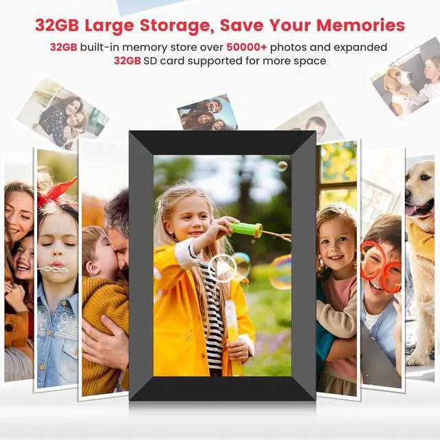 Alt view image 3 of 7 - 10.1 Inch WiFi Digital Picture Frame, Smart Cloud Electronic Photo Frame with HD IPS Touch Screen Slideshow 32GB Memory Auto-Rotate Wall Mount, Share Photos/Videos from Phone by  App