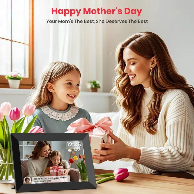 Alt view image 6 of 7 - 10.1 Inch WiFi Digital Picture Frame, Smart Cloud Electronic Photo Frame with HD IPS Touch Screen Slideshow 32GB Memory Auto-Rotate Wall Mount, Share Photos/Videos from Phone by  App
