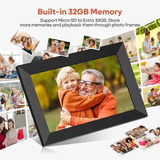 Alt view image 4 of 7 - 10.1 Inch WiFi Digital Picture Frame, 1280x800 HD IPS Touch Screen Photo Frame Electronic, 32GB Memory, Auto-Rotate, Wall Mountable, Share Photos/Videos via  App from Anywhere 4 Pack