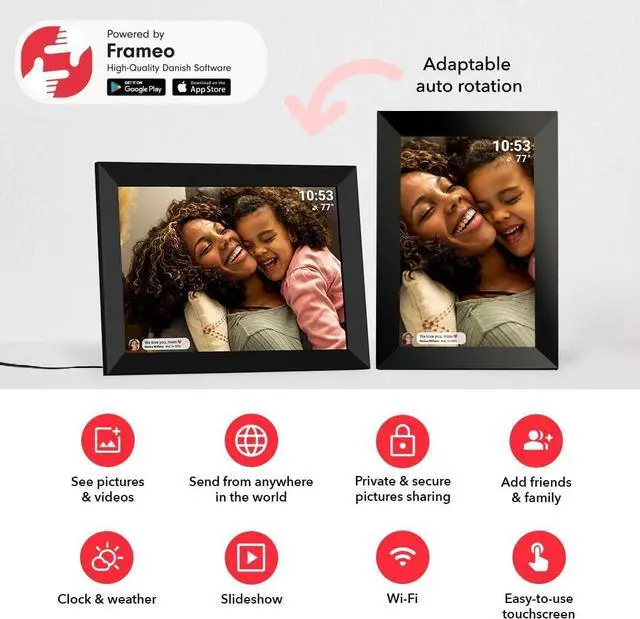 Alt view image 6 of 7 - 10.1 Inch WiFi Digital Picture Frame with 1280 * 800P IPS Touch Screen HD Disply,Video Clips and Slide Show,Auto-Rotate, Wall Mountable,Send Photos Instantly from Anywhere with via  APP