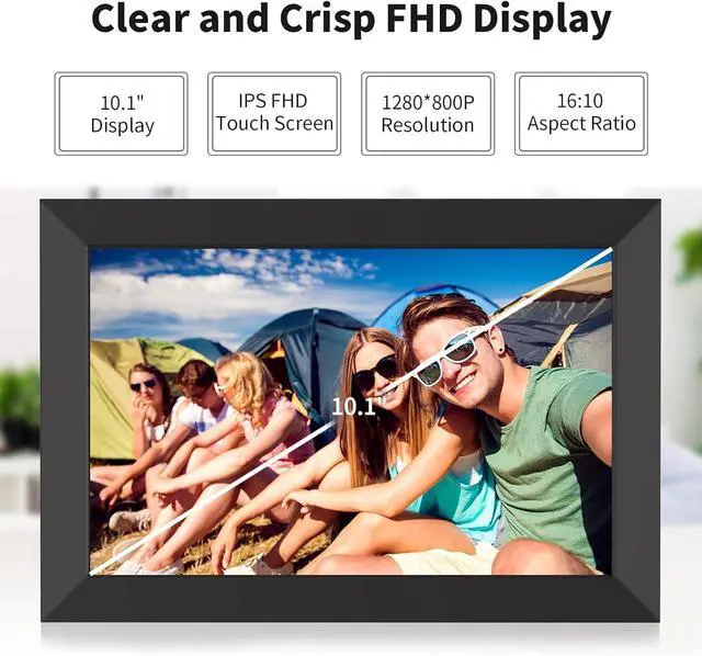 Alt view image 3 of 7 - Digital Picture Frame, 10.1 Inch WiFi Digital Photo Frame Electronic Picture Frame Slideshow, Built in 16GB Storage, Wall-Mounted, Auto Rotate, Easy to Upload Photos and Video Instantly via  APP