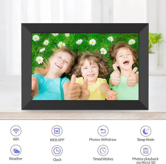 Alt view image 5 of 7 - Digital Picture Frame, 10.1 Inch WiFi Digital Photo Frame Electronic Picture Frame Slideshow, Built in 16GB Storage, Wall-Mounted, Auto Rotate, Easy to Upload Photos and Video Instantly via  APP