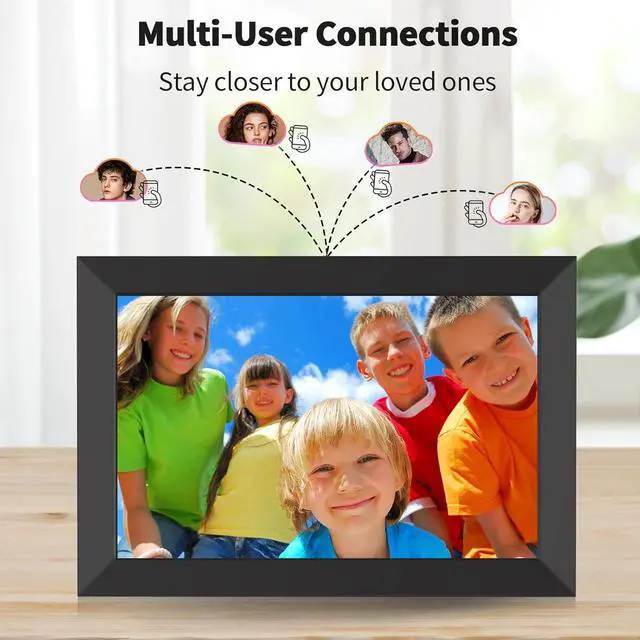 Alt view image 7 of 7 - Digital Picture Frame, 10.1 Inch WiFi Digital Photo Frame Electronic Picture Frame Slideshow, Built in 16GB Storage, Wall-Mounted, Auto Rotate, Easy to Upload Photos and Video Instantly via  APP