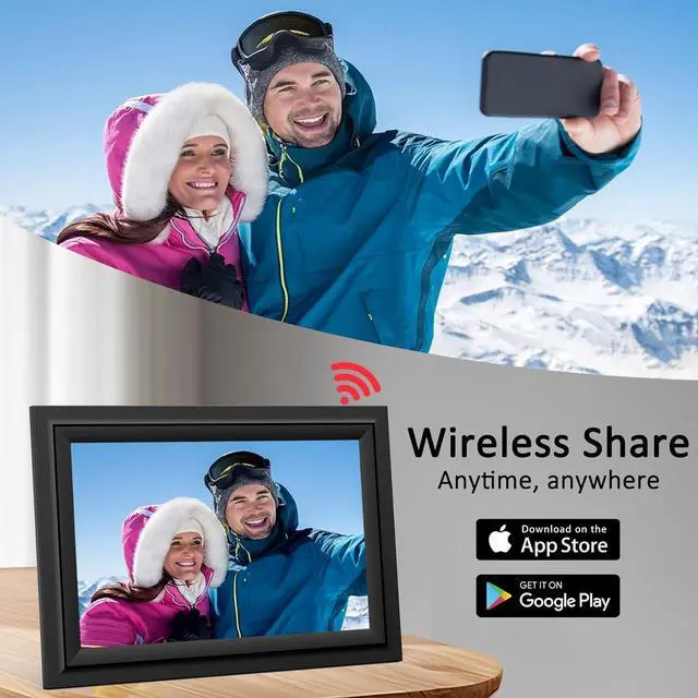 Alt view image 3 of 7 - Digital Picture Frame, SAMMIX 10.1 Inch WiFi Digital Photo Frame Electronic, IPS HD Touch Screen, 16GB Memory, Wall-Mounted, Load Photos and Video from Phone  App, Gifts for Mom