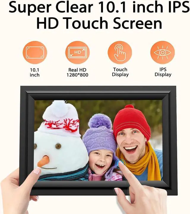 Alt view image 4 of 7 - Digital Picture Frame, SAMMIX 10.1 Inch WiFi Digital Photo Frame Electronic, IPS HD Touch Screen, 16GB Memory, Wall-Mounted, Load Photos and Video from Phone  App, Gifts for Mom