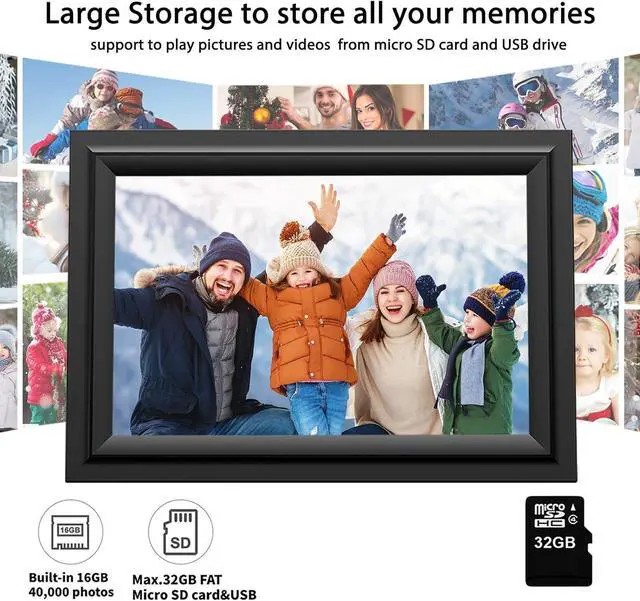 Alt view image 5 of 7 - Digital Picture Frame, SAMMIX 10.1 Inch WiFi Digital Photo Frame Electronic, IPS HD Touch Screen, 16GB Memory, Wall-Mounted, Load Photos and Video from Phone  App, Gifts for Mom