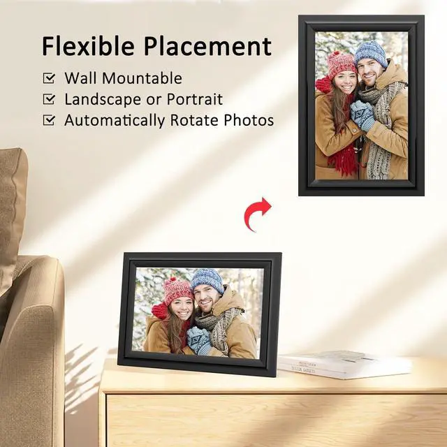 Alt view image 6 of 7 - Digital Picture Frame, SAMMIX 10.1 Inch WiFi Digital Photo Frame Electronic, IPS HD Touch Screen, 16GB Memory, Wall-Mounted, Load Photos and Video from Phone  App, Gifts for Mom