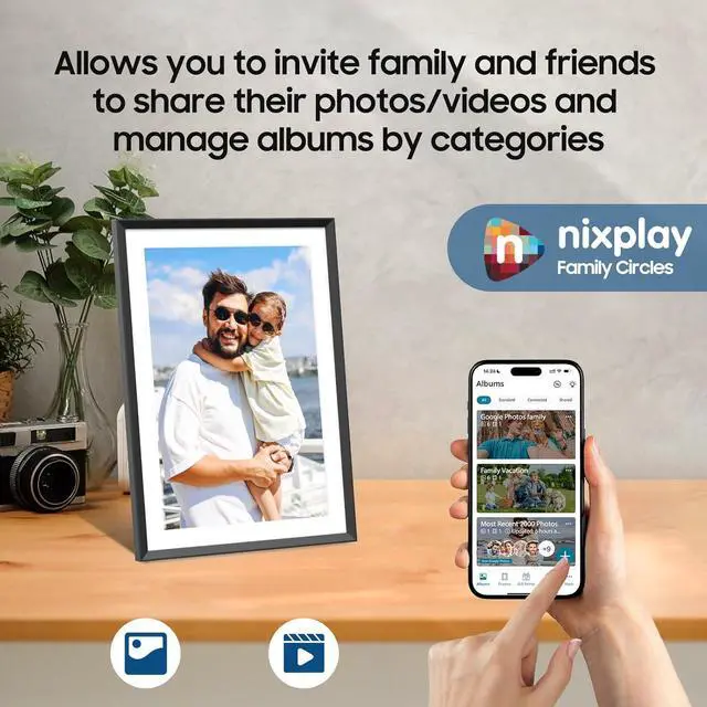 Alt view image 4 of 7 - Digital Picture Frame Powered by Nixplay 10.1", Share Photos/Videos via Nixplay App or Email, WiFi Digital Photo Frame with Easy Setup, Support Alexa, Free Cloud Storage, Auto Rotate, Gifts for Mom