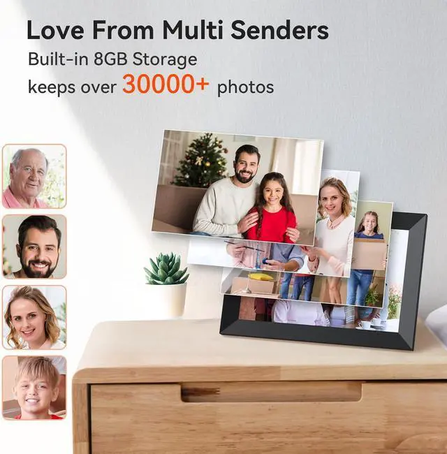 Alt view image 6 of 6 - Digital Picture Frame 10.1 Inch WiFi Digital Photo Frame,1280 * 800 HD IPS Touch Screen Smart Cloud Photo Frame, to Share Photos Or Videos Remotely Via APP Email (Black)