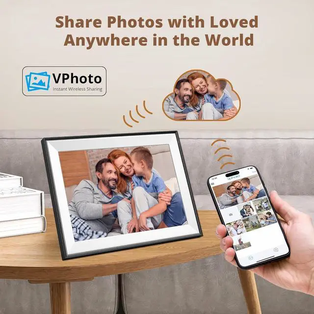 Alt view image 2 of 7 - 10.1' WIFI Digital Picture Frame - 1280*800 HD IPS Touch Screen Digital Photo Frame Display, Auto-Rotate, Share Photos/Videos Instantly via Free App Best Gifts for Birthday, Wedding, Mom