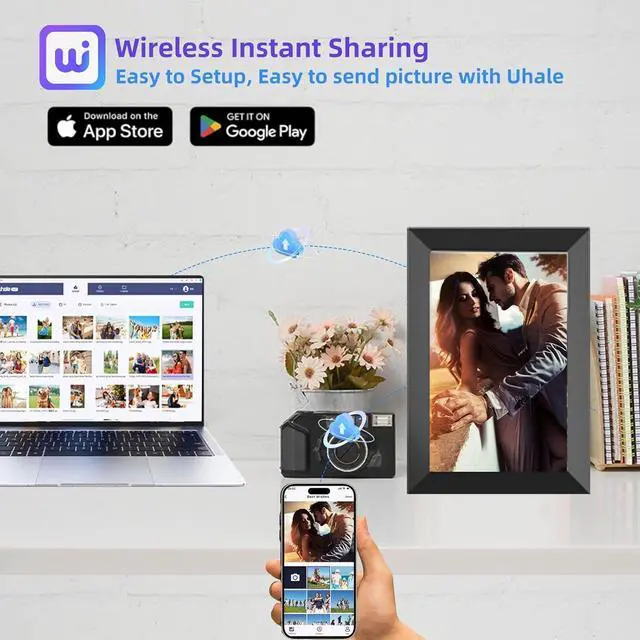 Alt view image 2 of 7 - Digital Picture Frame WiFi 10.1 inch HD IPS Touch Screen Electronic Picture Frame Slideshow Smart Loop Digital Photo Frame with APP & SD Card Slot to Load Photos & Videos from Your Phone