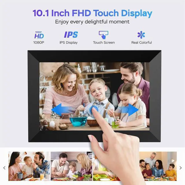 Alt view image 4 of 7 - Digital Picture Frame WiFi 10.1 inch HD IPS Touch Screen Electronic Picture Frame Slideshow Smart Loop Digital Photo Frame with APP & SD Card Slot to Load Photos & Videos from Your Phone