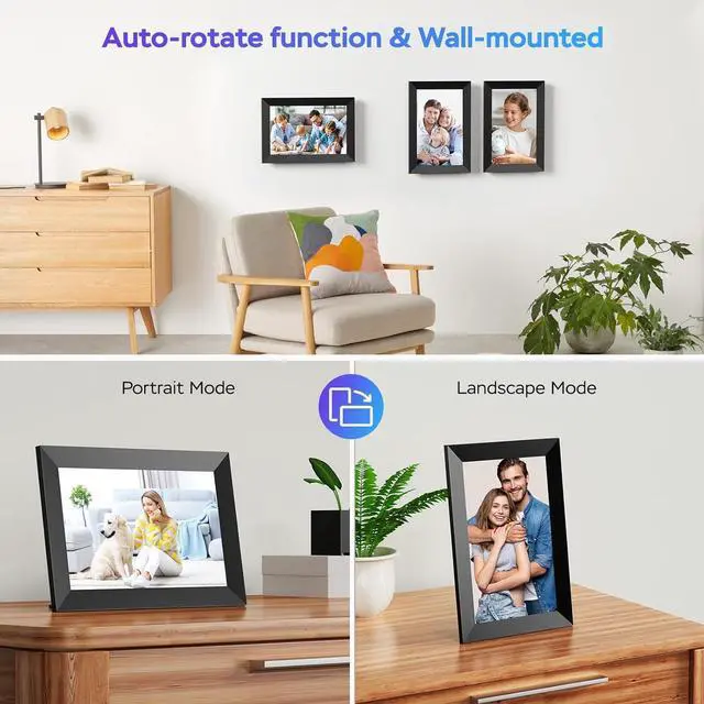 Alt view image 6 of 7 - Digital Picture Frame WiFi 10.1 inch HD IPS Touch Screen Electronic Picture Frame Slideshow Smart Loop Digital Photo Frame with APP & SD Card Slot to Load Photos & Videos from Your Phone