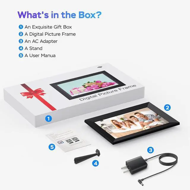Alt view image 7 of 7 - Digital Picture Frame WiFi 10.1 inch HD IPS Touch Screen Electronic Picture Frame Slideshow Smart Loop Digital Photo Frame with APP & SD Card Slot to Load Photos & Videos from Your Phone