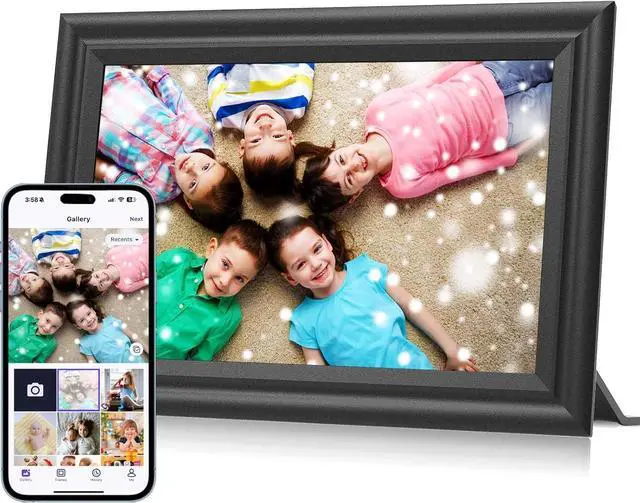 Main image of Digital Picture Frame WiFi 10.1 inch HD 1280x800 Digital Photo Frame Touch Screen IPS Display 16GB Storage Automatic Rotation with iOS and Android Free App for Mom for Grandparents Gift Black